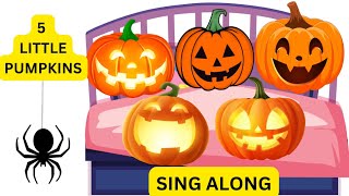 Five Little Pumpkins jumping on the bed with IzzyandJasCreations Fun Halloween song for kids [upl. by Decrem]