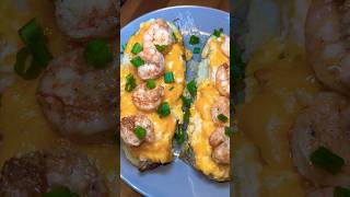 Loaded Twice Baked Potato 🥔🍤 shrimp bakedpotato garlicshrimp cooking recipe cookbook shorts [upl. by Ob]