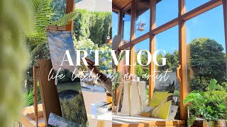 ART VLOG life lately🌱realistic week in my life in my art studio amp painting through day and night [upl. by Nywg]