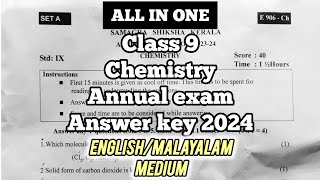 Class 9 chemistry annual exam answer key 2024English medium and malayalam medium [upl. by Sirehc]