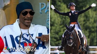 Snoop Dogg grooves along with equestrian dressage routines at the Paris Olympics  NBC Sports [upl. by Syverson669]