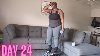 VEDA DAY 24 MINI STEPPER WORKOUT WITH 5LB WEIGHTS  praise amp worship motivation weightlossjourney [upl. by Rothwell]