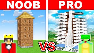 NOOB vs PRO MODERN SKYSCRAPER HOTEL HOUSE Build Challenge in Minecraft [upl. by Alhahs]