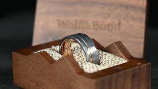 Men’s Tungsten Wedding Ring  Silver Hammered amp Brushed With Rose Gold Inlay [upl. by Burgess601]