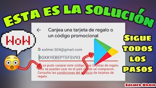 😱Esta es la solución como canjear una Tarjeta de Google Play✅✅✅ [upl. by Atinob]