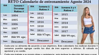 Calendario de entrenamiento Agosto 2024 [upl. by Elehcim903]