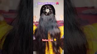 Simple saree hairstyle 🌺✨😍shorts meenihacouple [upl. by Leihcar]