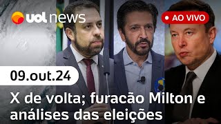 Eleições em SP X volta ao ar no Brasil Múcio x Itamaraty furacão Milton na Flórida  UOL News [upl. by Taima]