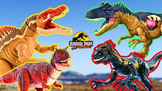 Amazing Jurassic World Dinosaurs TREX Therizinosaurus Nigersaurus Pyroraptor amp other [upl. by Ketchum]