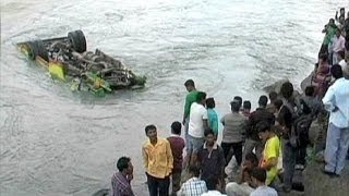 At least 30 dead in India bus crash [upl. by Llerrat]