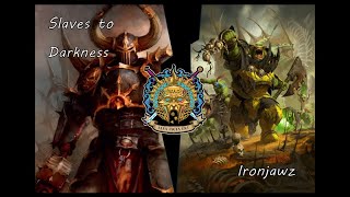 Age of Sigmar 40 Slaves to Darkness vs Ironjawz [upl. by Anny791]