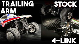 グラスホッパー ４独vs４リンクvsどノーマル レースさせてみたら。。 Tamiya Grasshopper stock vs 4 link vs trailing arm [upl. by Eiramave246]