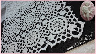 How to Crochet EdgeBorder to Lace Motif for Tablecloth or Pillowcase 3 [upl. by Ymaral]