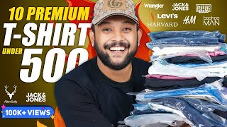 10 BEST Branded TShirts Under ₹500 for College 🔥 Men TShirts Haul Review 2024  ONE CHANCE [upl. by Cherish302]