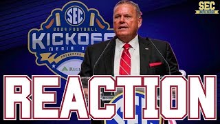 REACTION Arkansas Footballs Sam Pittman Speaks At SEC Media Days [upl. by Dareg]