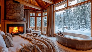 Unwind in Your Cozy Bedroom with Smooth Piano Music ❄️ Snow on Window and Winter Ambience [upl. by Adar344]