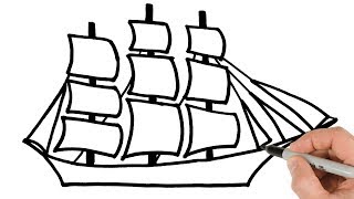 How to Draw Sailing Ship Easy [upl. by Akenihs]