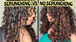 NO SCRUNCHING VS SCRUNCHING CURLY HAIR  Is Scrunching Curly Hair Necessary [upl. by Carmine]