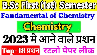 BSC 1st Year 1st semester Chemistry 2023 Important Question Bsc  Bsc  Bsc 1st semester [upl. by Aihsotan]