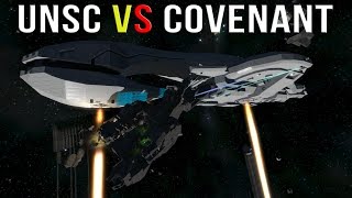 UNSC Frigate VS COVENANT Assault Carrier  SPACE ENGINEERS [upl. by Isidore845]