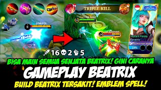 GAMEPLAY BEATRIX SKIN SPECIAL❗EMBLEM BEATRIX❗ BUILD BEATRIX TERSAKIT 2023❗TUTORIAL BEATRIX GOLD LANE [upl. by Ynogoham699]