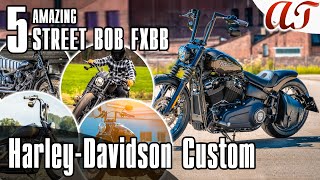 5 AMAZING HarleyDavidson STREET BOB FXBB Custom 4K  AampT Design [upl. by Tioneb]