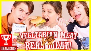 🍔 VEGETARIAN MEAT VS REAL MEAT CHALLENGE 🌭 [upl. by Aiuqet]