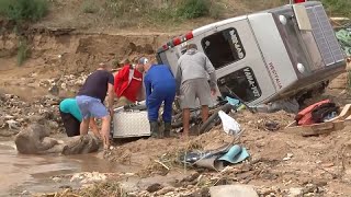 Locals survey damage after extensive flooding in eastern Romania [upl. by Arlene]