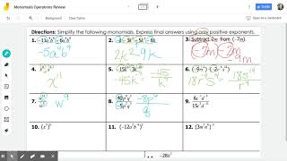 Monomials Operations Review [upl. by Euv]