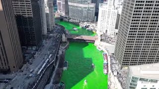 Chicago River dyed green for St Patrick’s Day [upl. by Sixel]