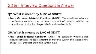 GD amp T Interview Questions and answers I Geometric dimension and tolerance I [upl. by Nolak]