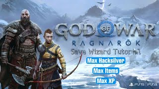 God Of War Ragnarok Save Wizard Tutorial PS4PS5 MAX HACKSILVER ITEMS XP [upl. by Llerraf]