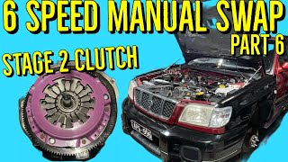 Subaru 6 speed Manual Swap  Stage 2 Clutch Install  Built Subaru SF5 Forester [upl. by Tobie]