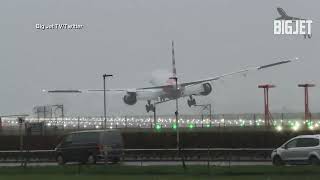 American Airlines plane makes wild landing at London Heathrow Airport [upl. by Naeerb210]