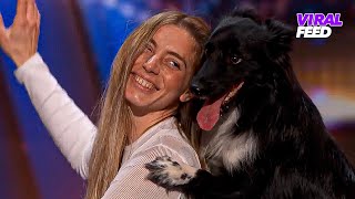 Dog Act Audition Gets STANDING OVATION On Americas Got Talent 2024  VIRAL FEED [upl. by Sellihca14]