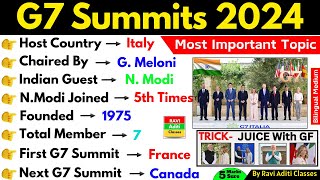 G7 Summit 2024 Current Affairs  G7 Summit 2024 MCQ  G7 Summit 2024 Gk Questions Imp Summits 2024 [upl. by Einnaej]