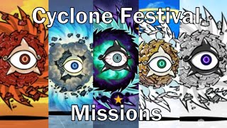 The Battle Cats  All Cyclones Festival Missions 124 [upl. by Preston295]