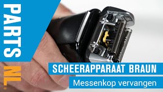 Scheerblad en messenkop vervangen van Braun scheerapparaat PartsNL uitleg [upl. by Culley]