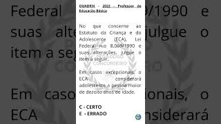 Banca QUADRIX  ECA  QUESTÃO cGABARITO  Concurso  Educação [upl. by Kissie]