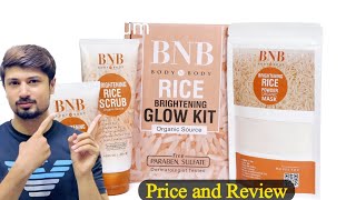 BnB Rice Glow Facial Kit Price and use Body N Body Brightening Rice Face wash  Scrub Review [upl. by Ellahcim]