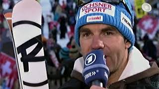 2011SKIDOWNHILLWengen Lauberhorn Switzerland Run00bInterview Didier Defago Switzerland [upl. by Schwerin]