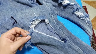 How to sew jeans  repair jeans [upl. by Tabitha]