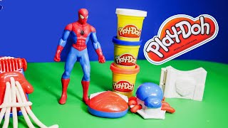 Using the Play Doh Spider Man Super Tools Playset [upl. by Swainson158]