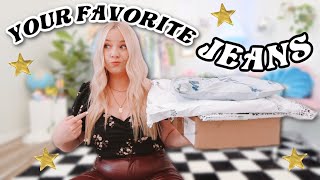 i tried on YOUR favorite jeans 👖subscribers pick my jeans [upl. by Nikolas]