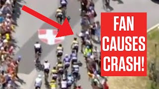 Spectator Causes Tour de France 2023 Crash As Entire Peloton Goes Down In Stage 15 [upl. by Reg]