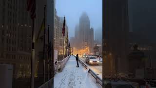 Chicago 🇺🇸❤️❄️ the dream city in snowstorm ❄️🌨️⛄️🤍 look how frozen and windy it is 🥶 [upl. by Ayotal]