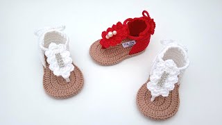 SANDÁLIA DE CROCHÊ PARA BEBÊ  TAMANHO 9CM70 PONTOS [upl. by Idet]