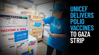 UNICEF Delivers Polio Vaccines to Gaza Strip [upl. by Petrick]