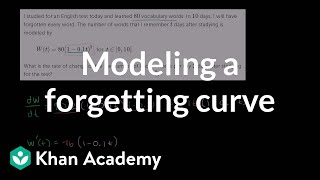 Applied rate of change forgetfulness  Applications of derivatives  AP Calculus AB  Khan Academy [upl. by Sone]