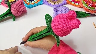 TULIPANES TEJIDOS A CROCHET FACIL CON BOLIGRAFO 🌈💖🌈💖NUEVO Modelo 2022 [upl. by Kohn]